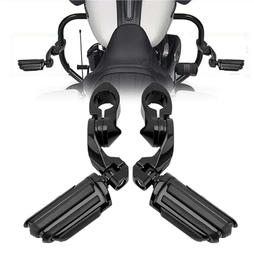 1.25" Motorcycle Angled Adjustable Highway Footpegs With 1/4" Bar Black For Kawasaki