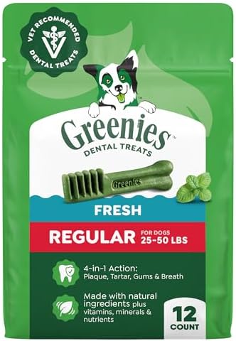 Greenies Regular Natural Dental Dog Treats, Fresh Mint Flavor, 12...