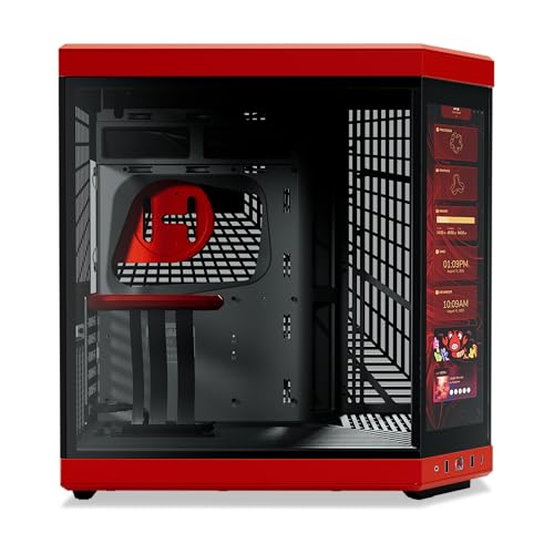 Image of Hyte Y70 Touch Dual Chamber ATX Mid Tower Modern Aesthetic Case with Integrated 4K LCD Touchscreen - Black Red