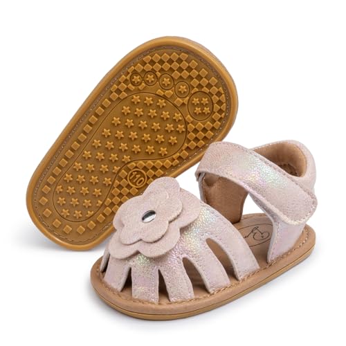 Image of Babelvit Infant Baby Girl Boy Sandals Comfort Premium Summer Outdoor Casual Beach Shoes with Flower Bowknot Anti Slip Rubber Sole Newborn Toddler Prewalker First Walking Shoes