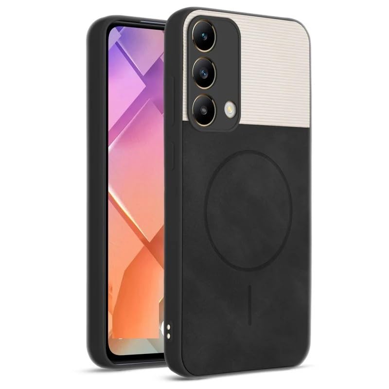Image of Bintage Mac Safe Design Hard Slim Back Case | Soft Border Camera Protect | Dual PU Leather Finish Back Cover Compatible for Oppo F19 / Oppo F19s 4G - White & Black