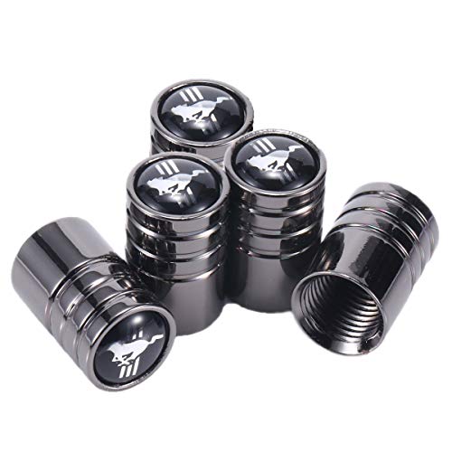 TK-KLZ 5Pcs Chrome Car Tire Valve Stem Caps for Ford Mustang Car Model Series Decorative Accessory