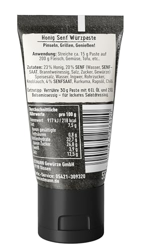 Ostmann Gewürze- Honig Senf Würzpaste | BBQ-Würzpaste zum Marinieren von Fleisch und Gemüse | Ideal für selbstgemachte Salatdressings | Aus natürlichen Zutaten | 55 g in der Tube