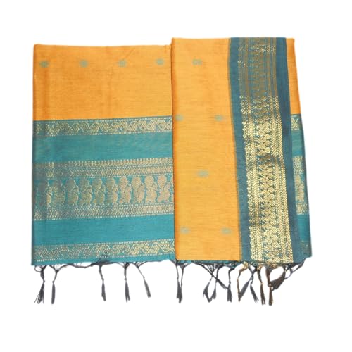 Image of Pure Kalyani Cotton Saree | Zari Border & Blouse Piece - Lata Gadwal Design | Traditional Saree