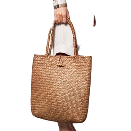 Women's Straw Woven Shoulder Bag Large Capacity Handbag Large Tote Beach Casual Bag