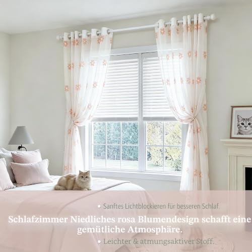 MYSKY HOME Vorhänge mit Ösen Gardinen Wohnzimmer Schlafzimmer Vorhang Kurz 2er Set Gardine Halbtransparent Curtains for kinderzimmer… – Ansicht 5