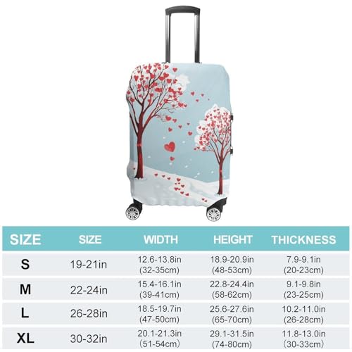 Heart Shaped Leaf Tree Luggage Cover, Washable Elastic Suitcase Cover Protector Fit 18-32 Inch Luggage2