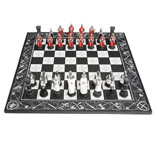 Échecs style Crusaders résine peinte à la main plateau de jeu médiéval collection
