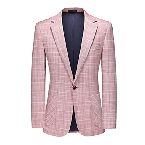 Mens Plaid Blazers Casual Sport Coat 1 Button Suit Jacket Slim Fit Notched Lapel Lightweight Jackets for Daily