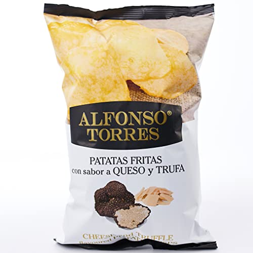 Patatas Fritas con sabor a Queso y Trufa. Elaboradas Artesanalmente. Patatas Gourmet Fritas en Aceite de Girasol. Alfonso Torres. 120 Gr Cover