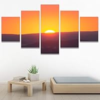 SIGNWIN 5 Panel Canvas Wall Art Cityscape Sunset for Home Decorations Ready to Hang - 60