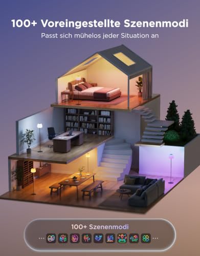Govee Laterne Stehlampe LED, RGBICWW Stehlampe Dimmbar 1000K-10000K Schwarz – Ansicht 4