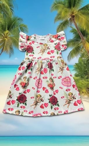 Girl Toddler Beach Dresses Love Heart Dress Summer Casual Outfit 2-7T4