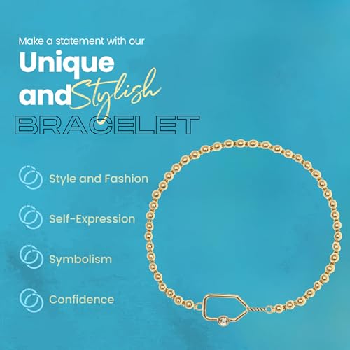 Pickleball Paddle Beaded Rhinestone Bracelet – Adjustable Sporty Jewelry Gift for Women & Pickleball Lovers3
