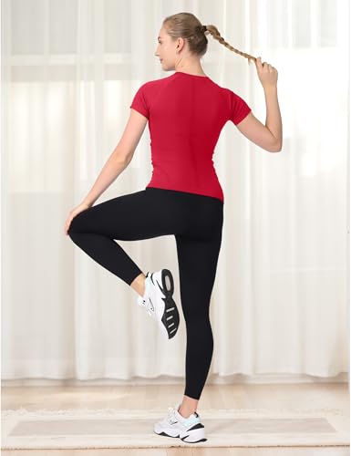 Image of MathCat Seamless Workout Tops for Women Short Sleeve Yoga Running Shirts,Breathable Athletic Compression Shirt Women XS-XL