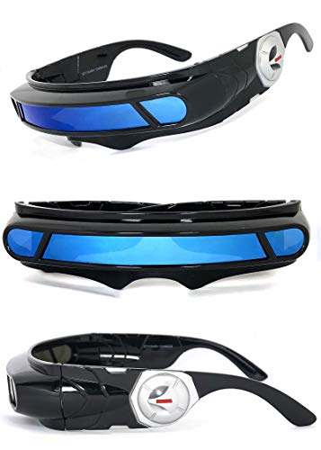 Futuristic Space Alien Costume Party Cyclops Shield Colored Mirror Mono Lens Wrap Sunglasses