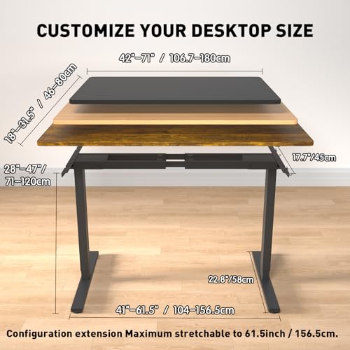 Image of Dual Motor Standing Desk Frame, Electric Adjustable Legs with 265 lbs Weight Capacity, for Max 42″ x 71″ Desktop, with Cable Management Tray, 2pcs Headphone Hook, for Home Office