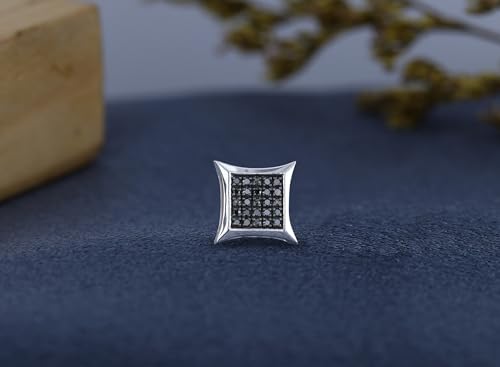 Dazzlingrock Collection Round Black Diamond 7.5mm Kite Shape Hip Hop Iced Out Studs in 10K Solid Gold, Unisex Design Ladies, Mens Real Diamond Earrings3