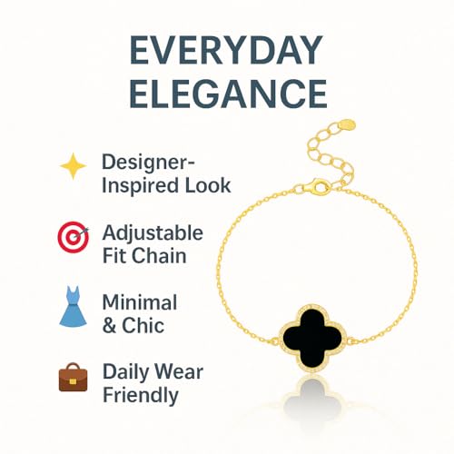 Image of Lucky Charm Clover Bracelet for Women | 925 Sterling Silver with 18K Gold Plating | Adjustable & Anti-Tarnish | Stylish Designer-Inspired Jewelry
