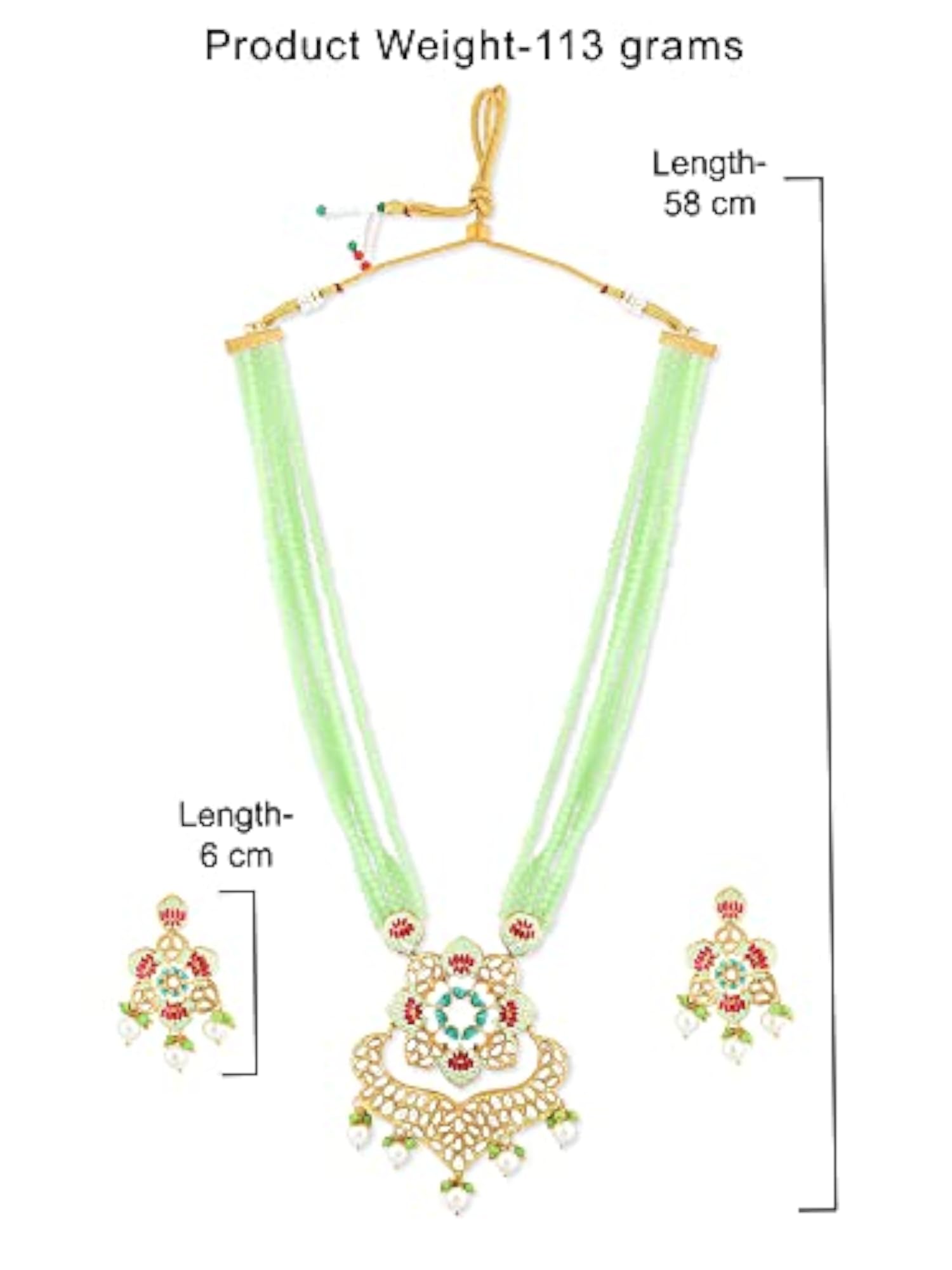 Multicolor Meenakari Multistrand Crystal Necklace & Earring Set