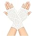 Women's Ribbed Wrist Arm Warmers Stretchy Cable Knitted Fingerless Gloves Solid Color Casual Fashion Warm Gloves White