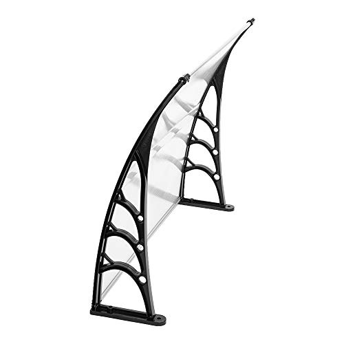 FCH Window Awning Door Canopy, 30  x 40  Window Awning Overhead Door Modern Polycarbonate Cover Outdoor Front Door Patio Canopy UV Rain Snow Sunlight Protection Hollow Sheet Black