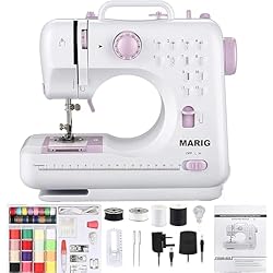 Maquina De Coser Overlock 5 Hilos Brother Máquina de coser para principiantes, manual en 5 idiomas, accesorios 52PCS, 12 puntadas 2 velocidades doble hilo, MARIG FHSM-505