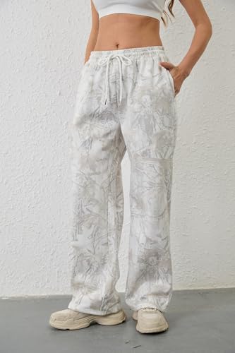 Camo Pants Women Baggy Fleece Y2K Camouflage Cargo Pants High Waisted Wide Leg Drawstring Jogger Sweatpants2