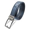 Navigare SET REGALO Cintura In Pelle Con Fibbia Automatica - Regolazione Senza Fori - Confezione Elegante, Ideale Regalo Per Uomo, Perfetta Per Look Casual, Formali (BLU)