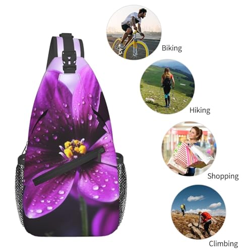 Mochila cruzada diagonal con estampado floral púrpura miniatura 6