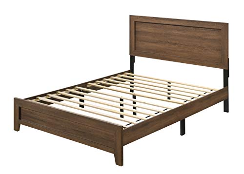 Acme Wooden Queen Bed With Headboard & Footboard, 84''L X 63''W X 43''H, 12 Slats Support, Box Spring Not Required, Easy Assembly, Oak Finish #TOP10