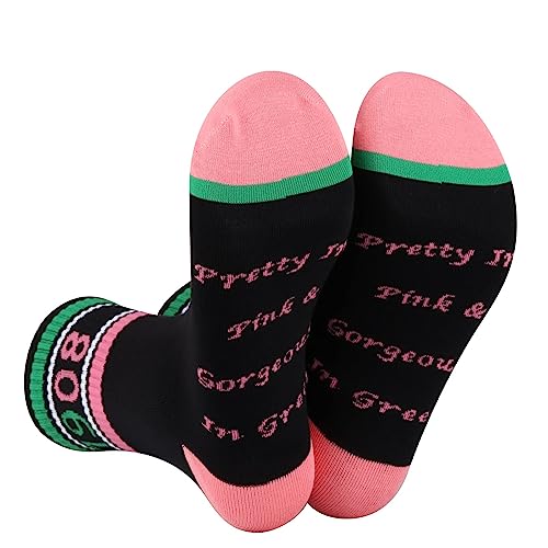 BLUPARK Sorority Socks Sorority Inspired Gift Pretty In Pink 1 Pairs Socks Sorority Greek Gift - Main Image