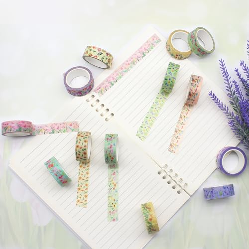 Cinta washi floral de 15 mm para organizar agendas sin dañar tus páginas de papel 4