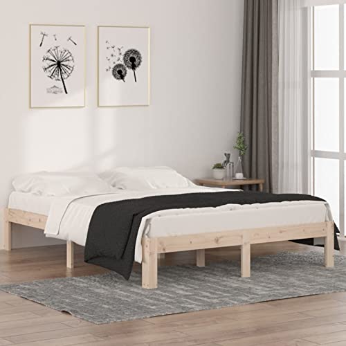 Tidyard Massivholzbett Holzbett Komfortbett Bettrahmen Seniorenbett Doppelbett/Einzelbett Jugendbett Landhausbett Gästebett Betten Bett für...