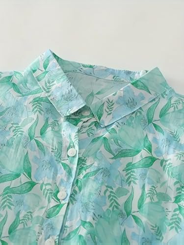 Image of Gufrina Women's Casual Button-Down Shirt with Multicolor Floral Print & Half Sleeves, Collar Neck