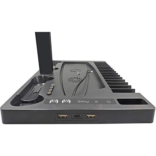 Soporte de carga multifunción con ventilador de refrigeración para PS5 Disc/Digital Edition/PS5, cargador vertical soporte de almacenamiento de refrigeración para PS5 VR Playstation... (negro)