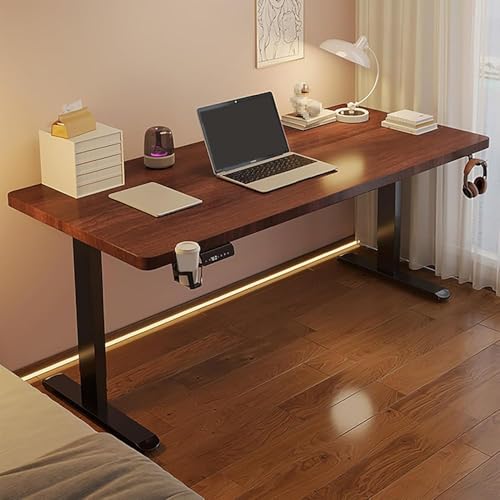 SDdPulse Scrivania regolabile in piedi con portabevande e gancio per cuffie Telaio in acciaio rinforzato per giochi e uso in ufficio - Postazione di lavoro ergonomica per comfort e prodotto