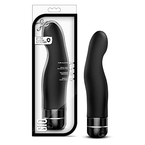 Blush Novelties Gio - 8 Inch G-Spot Vibrator with Deep Rumbly Vibrations - Platinum Cured Puria Silicone - IPX7 Waterproof - Ultrasilk Smooth Sensual Feel - Adult Sex Toy for Women Couples - Black