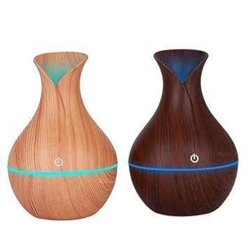 Zorzel Wooden Aroma Diffuser Air Freshener Humidifier with LED Night Light for Car Home and Office (Multi Color) (Light Wooden)