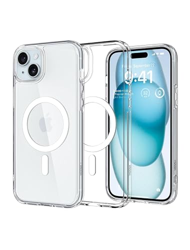 Image of MOOSH iPhone 15 Case Compatible with MagSafe Military-Grade Protection Anti-Bacterial Coating Transparent Shockproof Bumpers Scratch-Resistant Back Magnetic Phone Case (iPhone 15)