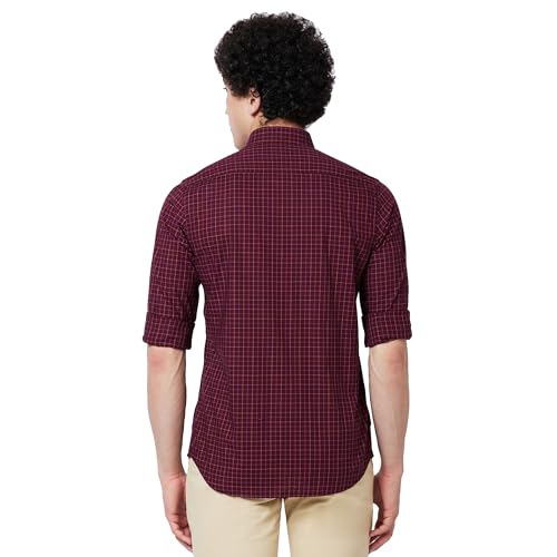 Image of Colorplus Men's Pure Cotton Checks Pattern Tailored Fit Spread Collar Full Sleeve Casual Shirt