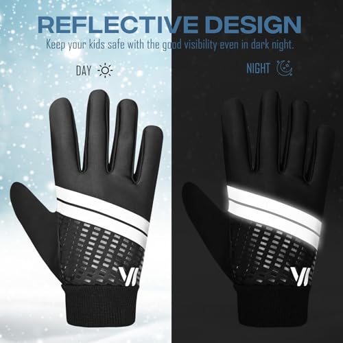 WESTWOOD FOX Guantes de invierno impermeables para niños y niñas – Guantes térmicos para niños a prueba de viento, antideslizantes, con pantalla táctil, manoplas aisladas y cálidas para correr - imagen 6