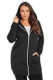 Yours Curve Longline Zip Hoodie - Women's - Plus Size Curve Black