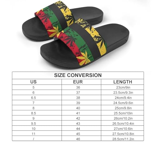 Vintage Rasta Flag Weed Slippers for Women Men Anti-Slip Shower Slides Open Toe Slippers for Home Outdoor Beach2