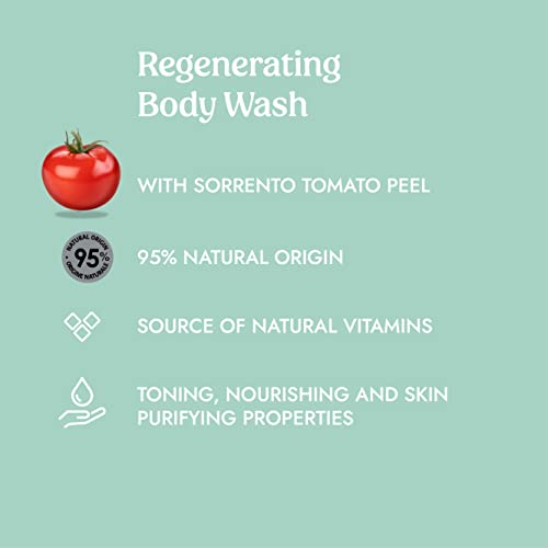 Image of Itinera Regenerating Body Wash with Sorrento tomato peel (12.51 fl oz) - with Aloe vera and Glycerine - Vegan Friendly - 95% Natural Origin Ingredients