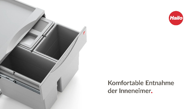 Hailo Raumspar Tandem Comfort Mülleimer – 2-fach Abfalltrennung, 40 Liter, Grau