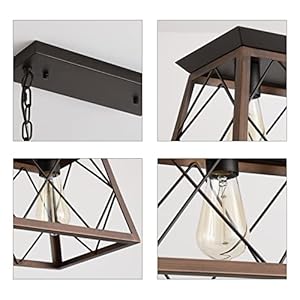 Q&S Farmhouse Rustic Chandelier Light Fixtures Bronze 5 Lights Linear Rectangular Chandelier Pendant Light Fixtures for Dining Room Kitchen Island Pool Bar Office Living Room Entryway UL Listed QS Farmhouse Rustic Chandelier Light Fixtures Bronze 5 Lights Linear Rectangular Chandelier Pendant Light Fixtures for Dining Room Kitchen Island Pool Bar Office Living Room Entryway UL Listed