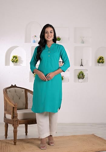 Image of Armiya Rayon Solid Straight Kurta /Kurti for Women & Girls