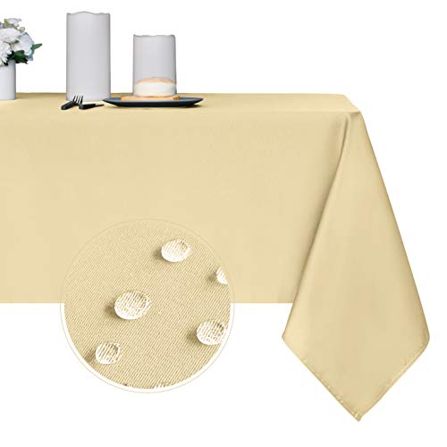 Image of Obstal 210GSM Rectangle Table Cloth, Champagne, 60 x 84 Inch | Water Resistance Microfiber Tablecloth, Decorative Fabric Table Cover for Outdoor and Indoor Use