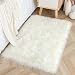 YJ.GWL Super Soft Faux Sheepskin Fur Area Rugs for Bedroom Floor Shaggy Plush Carpet White Faux Fur Rug Bedside Rugs, 2 x 3 Feet Rectangle